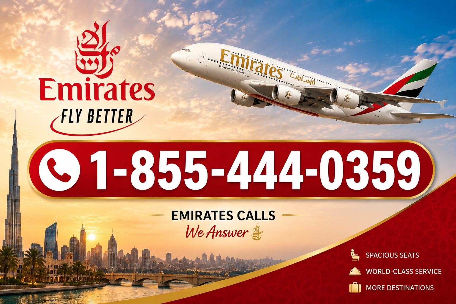 Emirates Airlines Flight Booking Assistance | 24/7 Travel Help +1-855-444-0359
